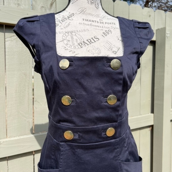 French Connection Mini Uniform Dress in Navy - Picture 10 of 15